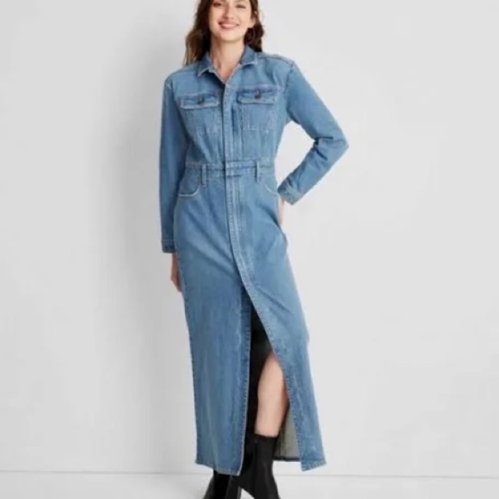 NWOT UNIVERSAL THREAD Denim Maxi‎ Dress with Long Sleeves 12 - Picture 2 of 7
